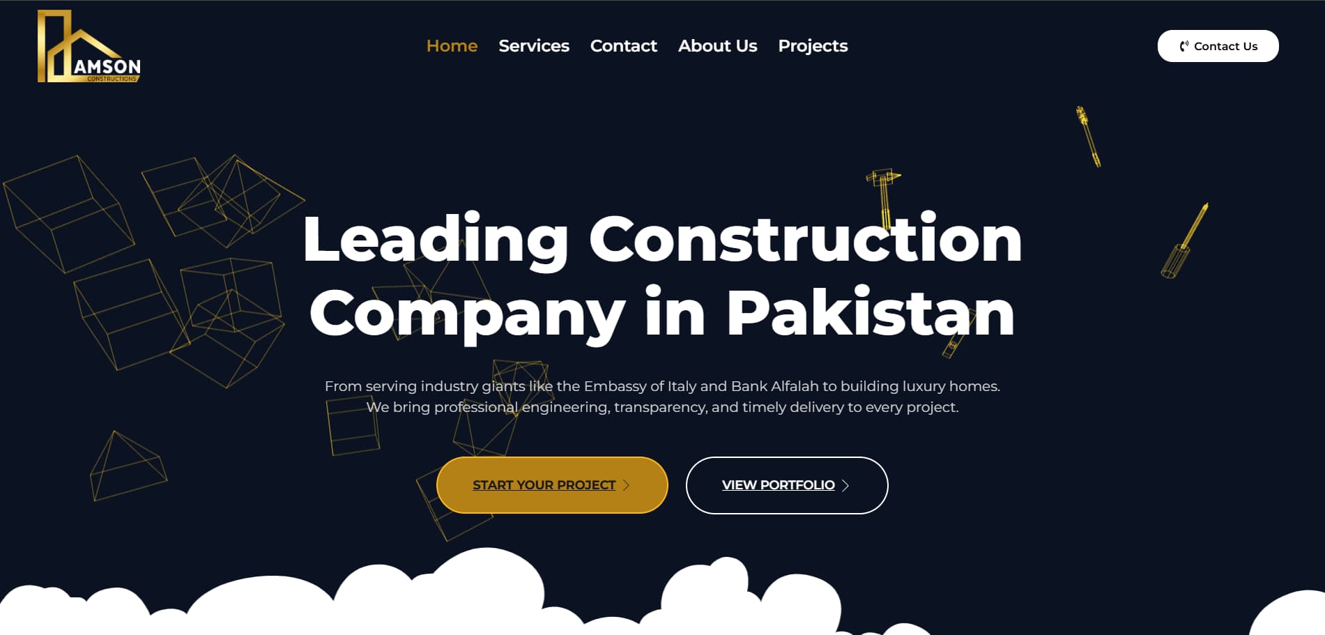 Amson Constructions — corporate construction company website by H&U Solutions