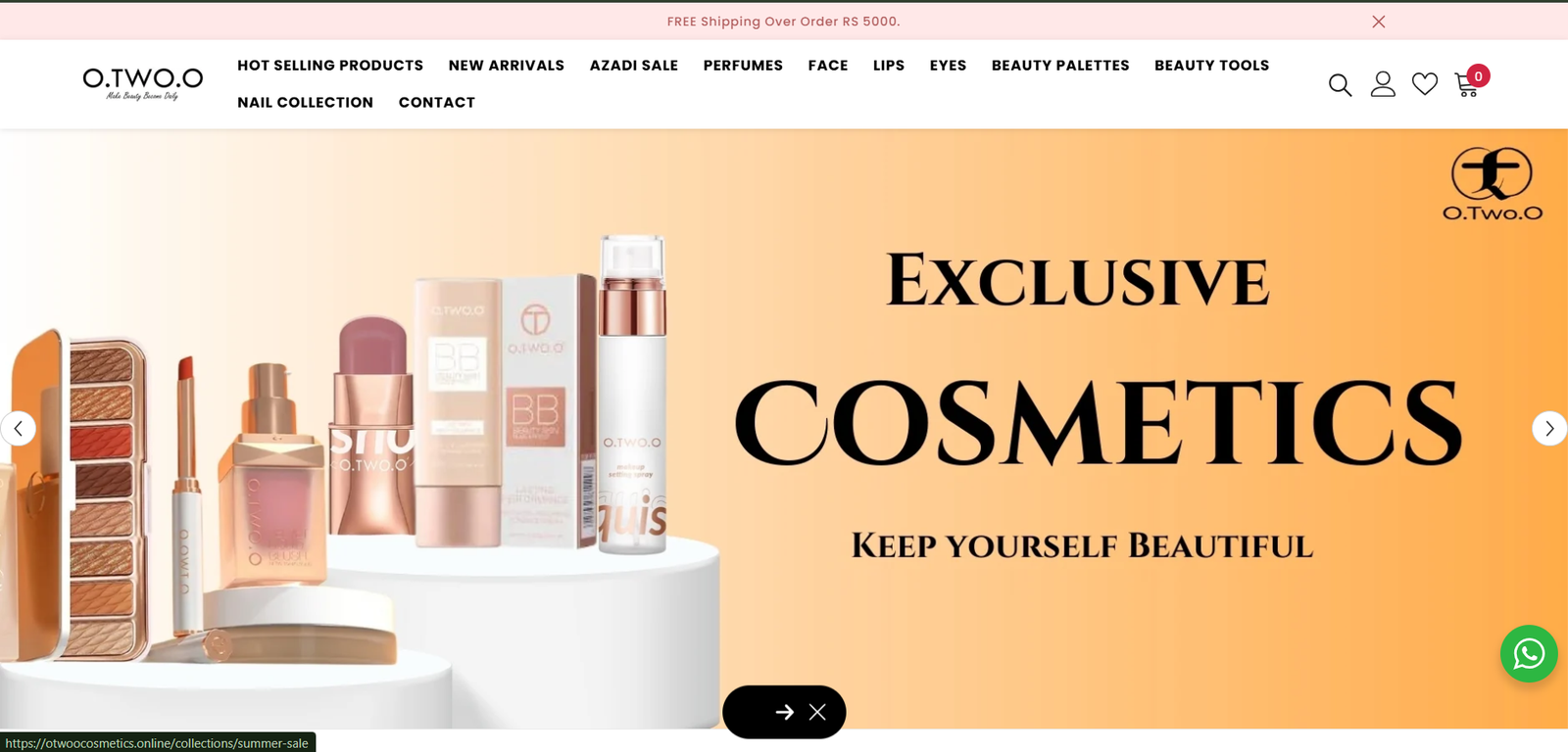 Otwoo Cosmetics — beauty ecommerce store built by H&U Solutions