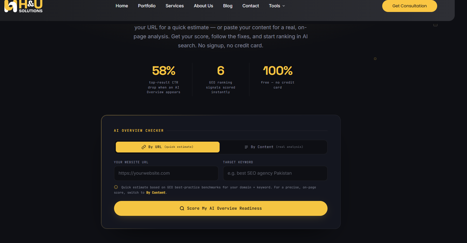 AI Overview Checker content analysis results showing ranking factors and on-page SEO signals